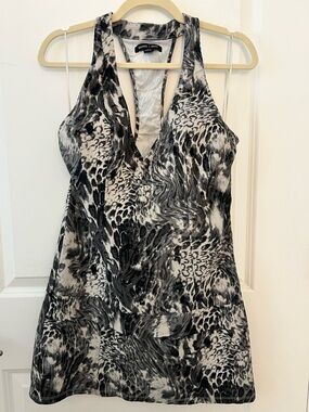 silence + noise Black & White Abstract Animal-Print Racerback Dress